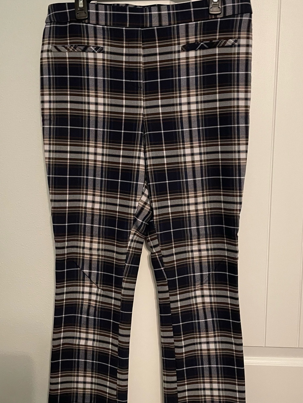 Jules & Leopold Plaid Trousers in Navy, White & Brown